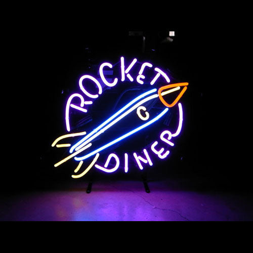 Rocket Diner Neon Light Sign Lamp Real Glass Wall Decor