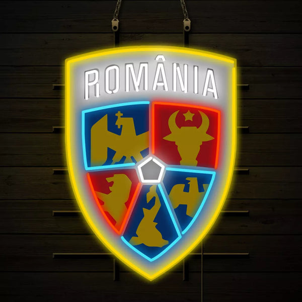 Romania National Football Team Logo Neon Light Sign Lamp