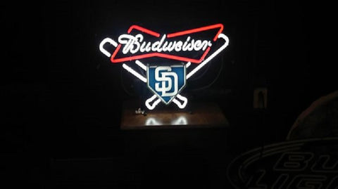 San Diego Padres Budweiser Bow Tie Beer Bar Neon Sign Light Lamp