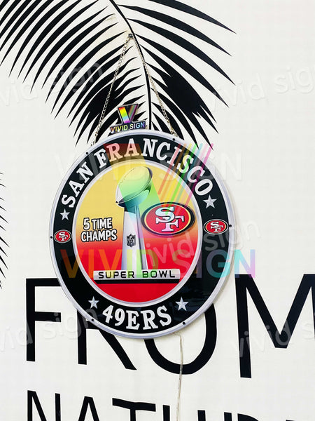 San Francisco 49ers 5 Time Super Bowl Championship 3D LED Neon Sign Light Lamp