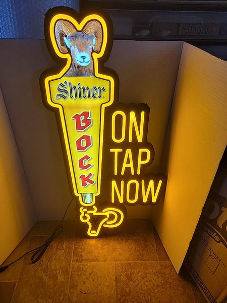 Shiner Bock Beer Ram Head On Tap Tap Handle LED Neon Sign Light Lamp