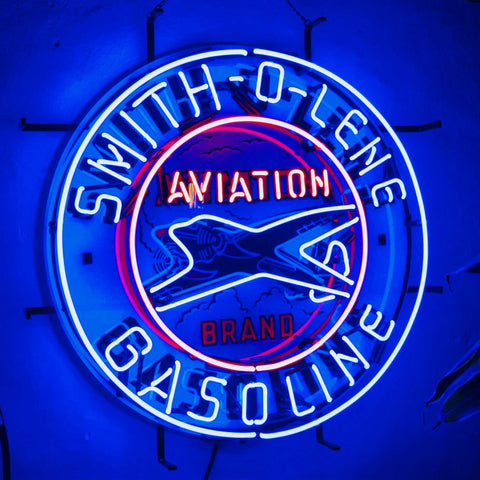 Smith-o-Lene Aviation Gasoline Gas Oil Neon Light Sign Lamp With HD Vivid Printing