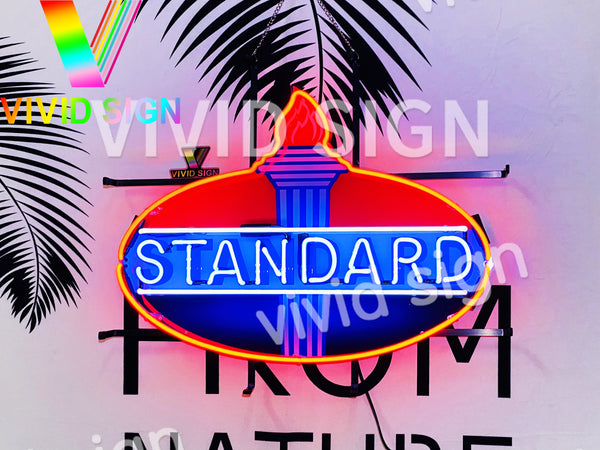 Standard Gasoline Oil Gas Neon Light Sign Lamp With HD Vivid Printing