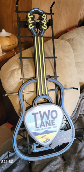 Two Lane Lager Beer Guitar LED Neon Sign Light Lamp