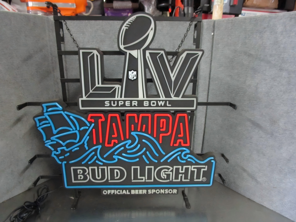 Tampa Bay Buccaneers Super Bowl LIV Bud Light Beer LED Neon Sign Light Lamp With Dimmer