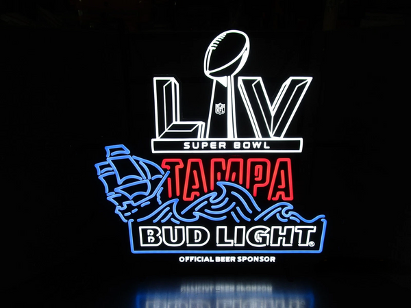 Tampa Bay Buccaneers Super Bowl LIV Bud Light Beer LED Neon Sign Light Lamp With Dimmer