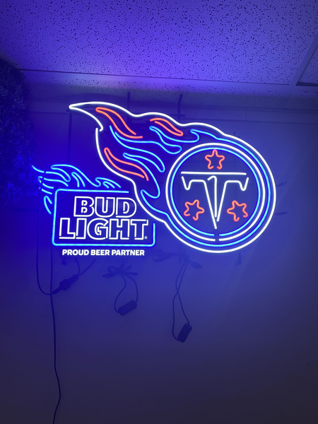 Bud Light Tennessee Titans Beer LED Neon Sign Light Lamp