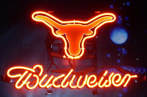 Texas Longhorns Budweiser Beer Neon Sign Light Lamp