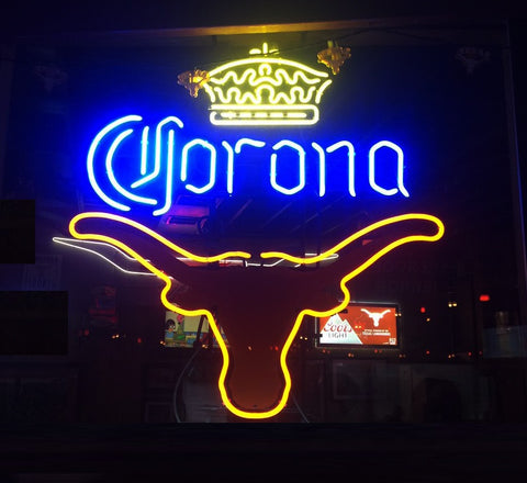 Texas Longhorns Corona Beer Neon Light Lamp Sign