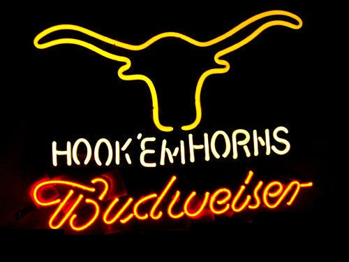 Texas Longhorns Budweiser Beer Neon Light Lamp Sign