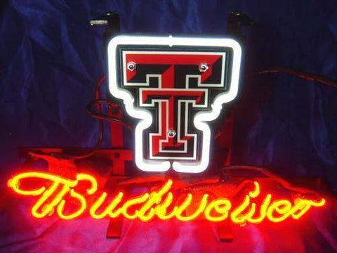 Texas Tech Red Raiders Budweiser Beer Neon Sign Light Lamp