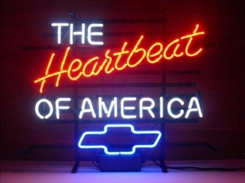 The Heartbeat of America Chevrolet Chevy Corvette Auto Sports Car Neon Sign Light Lamp