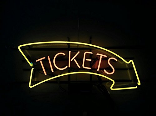 Tickets Arrow Neon Light Sign Lamp Real Glass Wall Decor