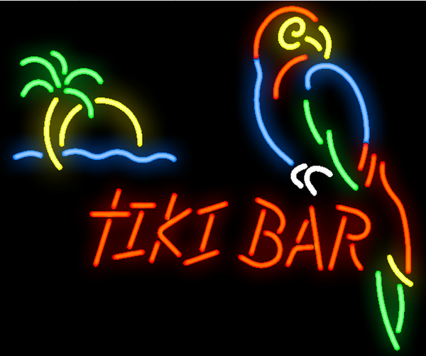 Tiki Bar Parrot Palm Tree Neon Light Sign Lamp Real Glass Wall Decor Version II