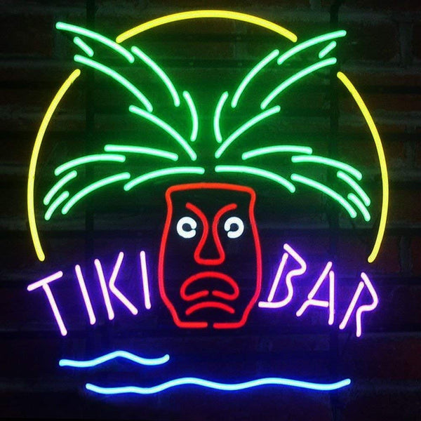 Tiki Bar Totem Pole Neon Light Sign Lamp Real Glass Wall Decor