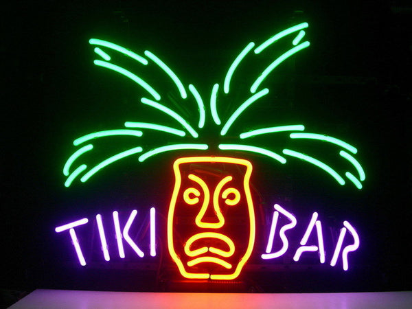 Tiki Bar Totem Pole Neon Light Sign Lamp Real Glass Wall Decor Version II