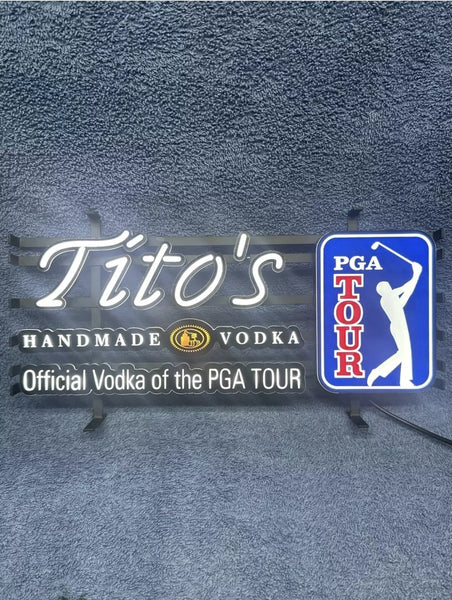 Tito’s Handmade Vodka PGA Tour LED Neon Sign Light Lamp With Dimmer