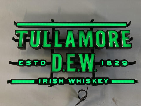 Tullamore D.E.W. Triple Distilled Blended Irish Whiskey Est 1829 LED Neon Sign Light Lamp