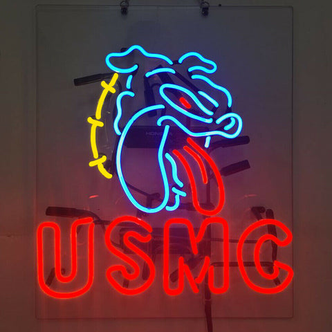 United States Marine Corps USMC Bulldog Acrylic Neon Light Lamp Sign