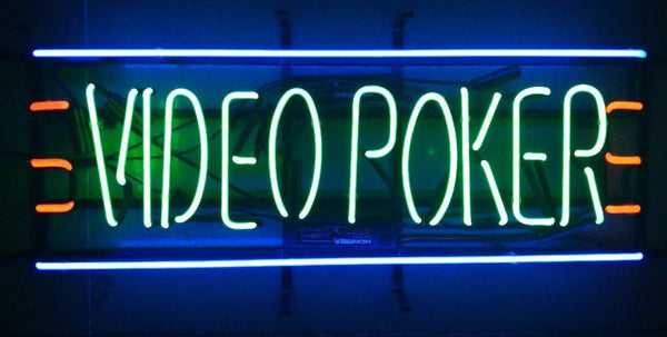 Video Poker Neon Light Sign Lamp Real Glass Wall Decor