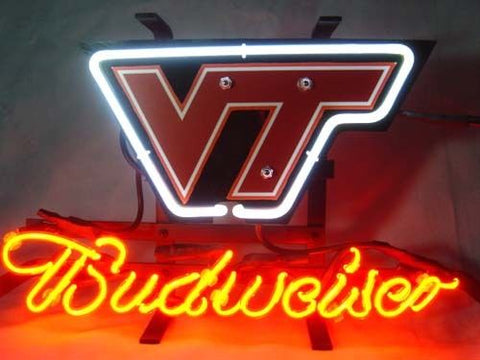 Virginia Tech Hokies Budweiser Beer Neon Sign Light Lamp