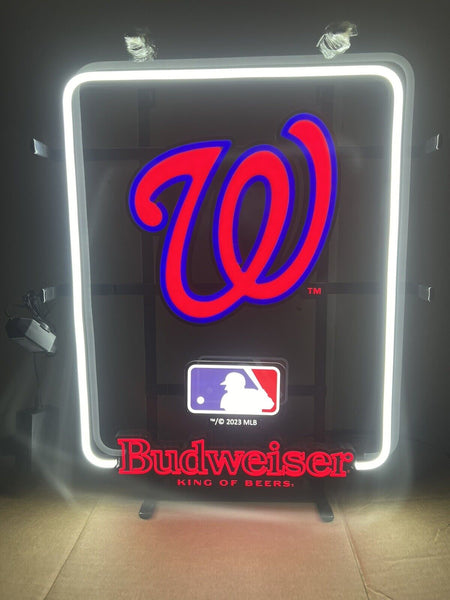 Washington Nationals Budweiser Beer LED Neon Sign Light Lamp With Dimmer