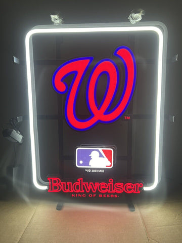 Washington Nationals Budweiser Beer LED Neon Sign Light Lamp With Dimmer