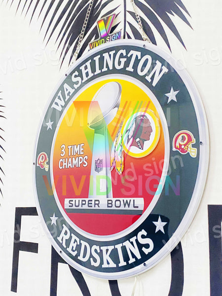 Washington Redskins 3 Time Super Bowl Championship 3D LED Neon Sign Light Lamp