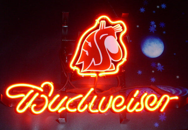 Wyoming Cowboys Budweiser Beer Neon Sign Light Lamp