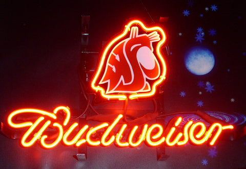 Wyoming Cowboys Budweiser Beer Neon Sign Light Lamp