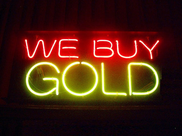 We Buy Gold Neon Light Sign Lamp Real Glass Wall Decor