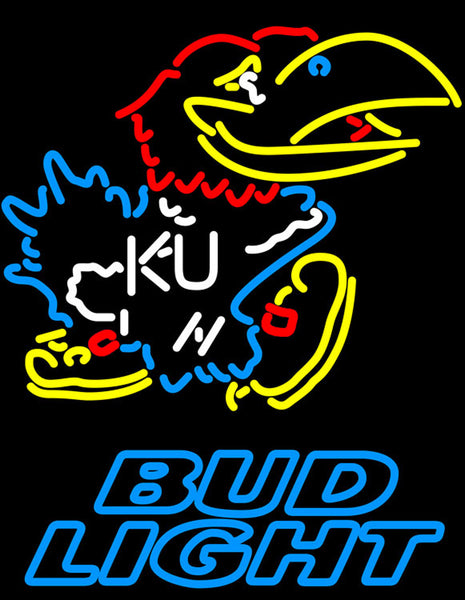 Bud Light Kansas Jayhawks University Mascot Logo Beer Neon Light Lamp Sign