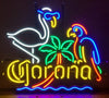 Corona Beer White Flamingo Parrot Palm Tree LED Neon Sign Light Lamp