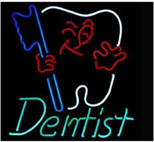 Dentist Hospital Clinic Teeth Toothbrush Neon Light Sign Lamp Real Glass Wall Decor