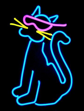 Cool Cat Pink Glasses Neon Light Sign Lamp Real Glass Wall Decor Gift