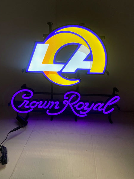 Los Angeles Rams Crown Royal Whiskey LED Neon Sign Light Lamp