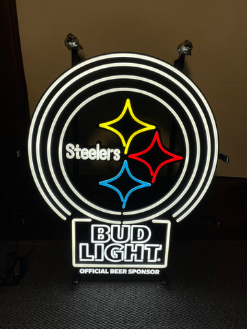 Bud Light Pittsburgh Steelers LED Neon Sign Light Lamp
