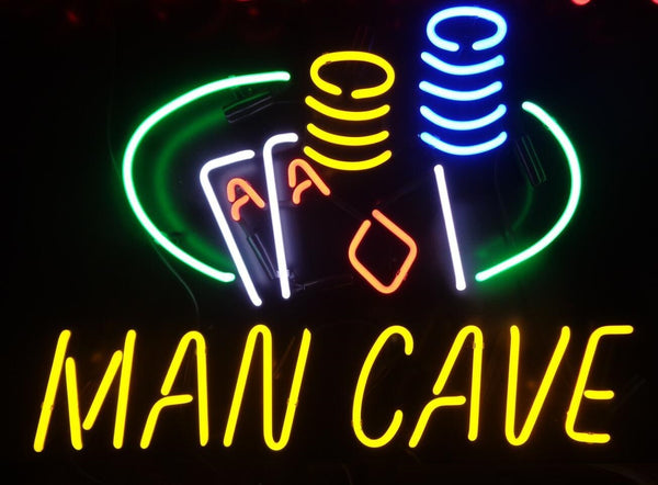 Man Cave Pocker Neon Light Sign Lamp Real Glass Wall Decor