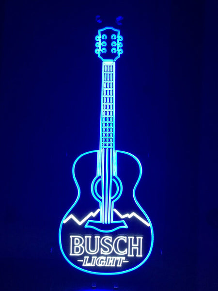 Busch Light Guitar Beer LED Neon Sign Light Lamp