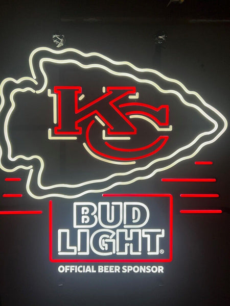 Bud Light Kansas City Chiefs LED Neon Sign Light Lamp