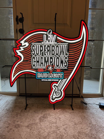 Tampa Bay Buccaneers Super Bowl LV Champions Bud Light Beer Faux LED Neon Sign Light Lamp