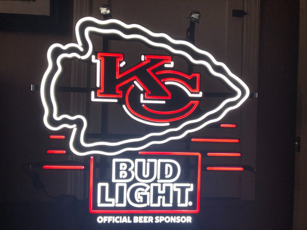 Bud Light Kansas City Chiefs LED Neon Sign Light Lamp