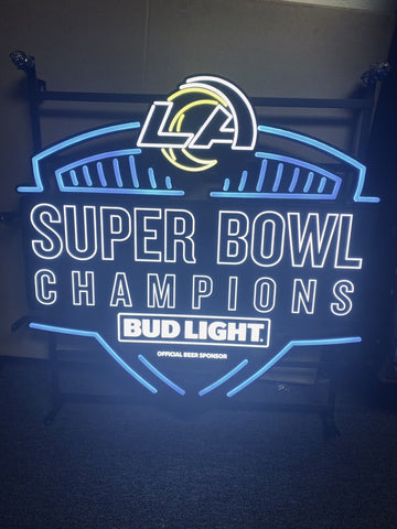 Los Angeles Rams Super Bowl Champions Bud Light Beer LED Neon Sign Light Lamp