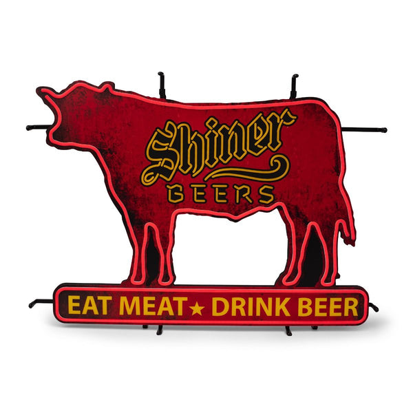 Shiner Beer Eat Meat and Drink Beer LED Neon Sign Light Lamp