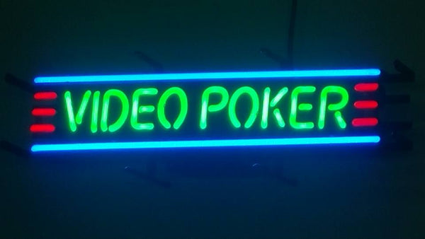 Video Poker Neon Light Sign Lamp Real Glass Wall Decor Version II