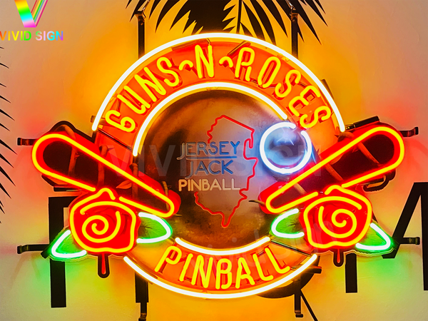 Gun N Roses Pinball Jersey Game Light Lamp Neon Sign with HD Vivid Printing Technology