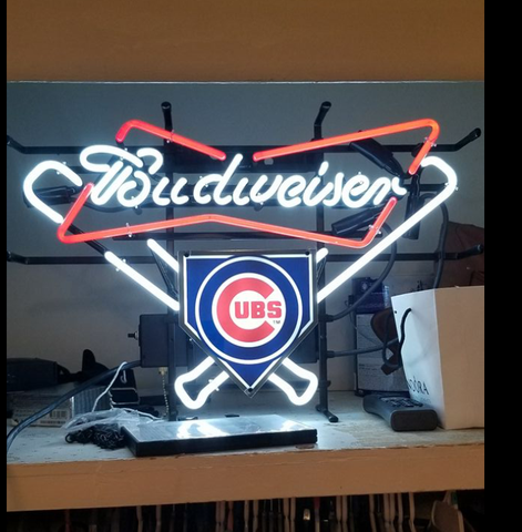 Budweiser Chicago Cubs Beer Logo Bow Tie Neon Sign Light Lamp