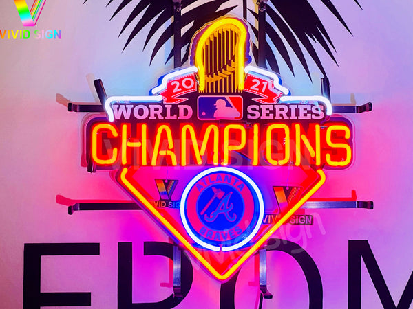 Atlanta Braves World Series Champions HD Vivid Neon Sign Lamp Light