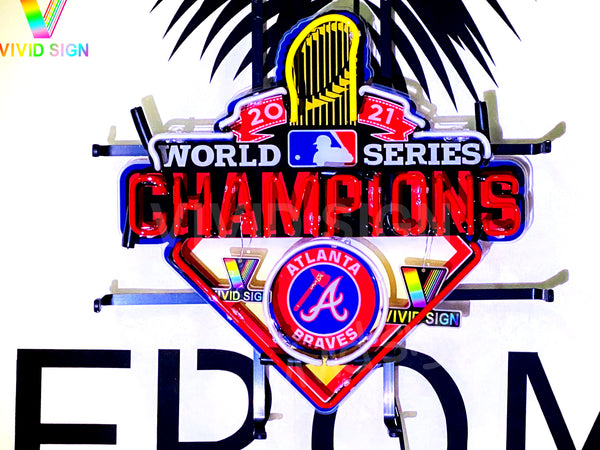 Atlanta Braves World Series Champions HD Vivid Neon Sign Lamp Light
