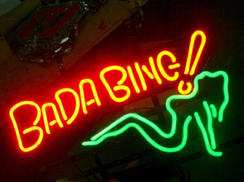 Bada Bing Girl Bar Green Neon Sign Light Lamp